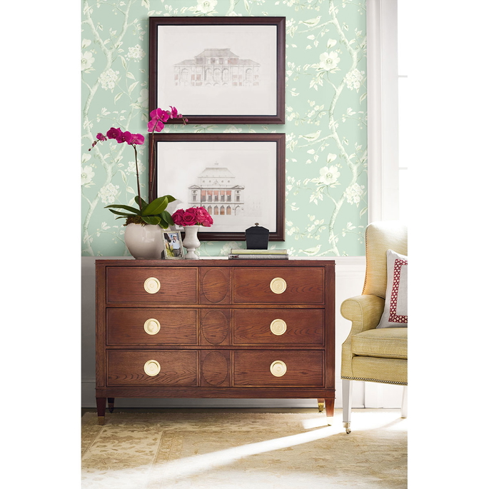Lillian August Southport Floral Trail Sea Glass &amp; Ivory Wallpaper image 3 of 3