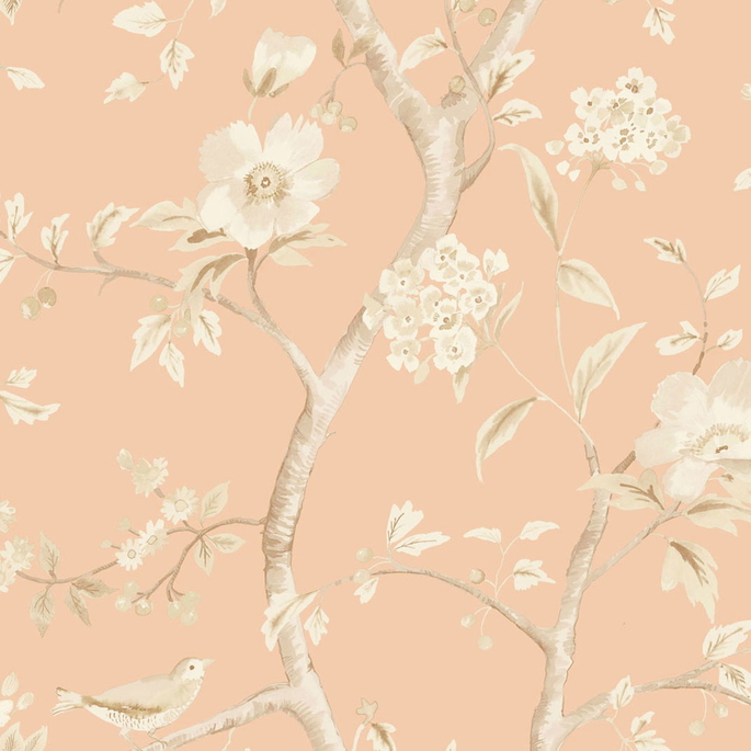 Lillian August Southport Floral Trail Soft Melon &amp; Arrowroot Wallpaper image 1 of 2