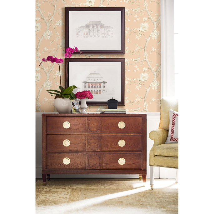 Lillian August Southport Floral Trail Soft Melon &amp; Arrowroot Wallpaper image 2 of 2