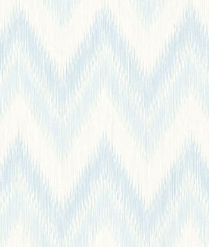 Lillian August Regent Flamestitch Stringcloth Blue Frost & Eggshell Wallpaper