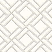 Lillian August Block Trellis Metallic Silver & Eggshell Wallpaper