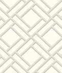 Lillian August Block Trellis Metallic Silver & Eggshell Wallpaper