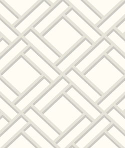 Lillian August Block Trellis Metallic Silver & Eggshell Wallpaper
