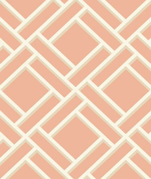 Lillian August Block Trellis Melon & Arrowroot Wallpaper