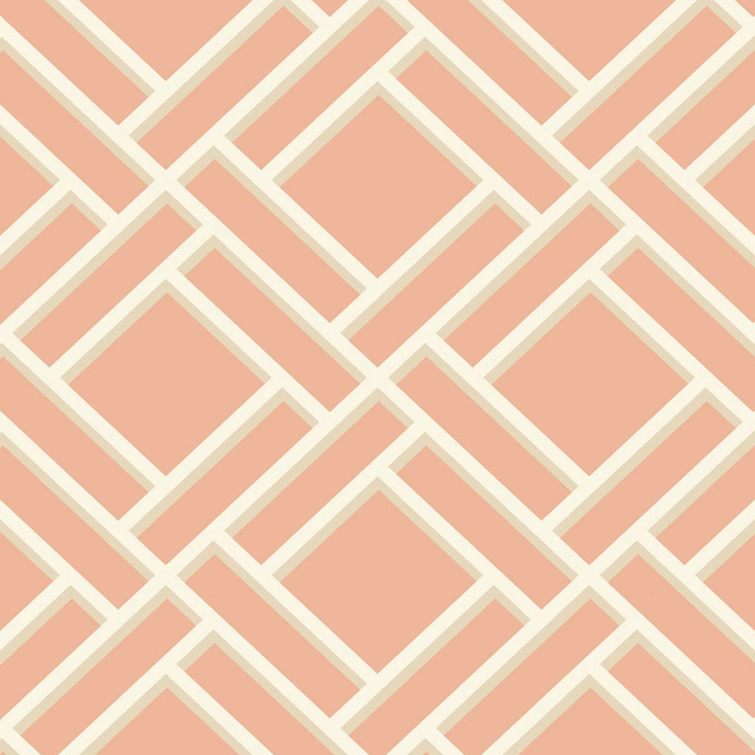 Lillian August Block Trellis Melon &amp; Arrowroot Wallpaper image 1 of 2