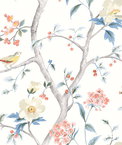 Lillian August Southport Floral Trail Eggshell/Melon/Carolina Blue Fabric