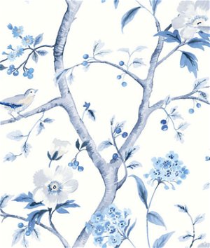 Lillian August Southport Floral Trail Eggshell & Blue Shale Fabric