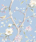 Lillian August Southport Floral Trail Sky Blue & Arrowroot Fabric