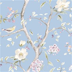 Southport Floral Trail Sky Blue & Arrowroot Fabric