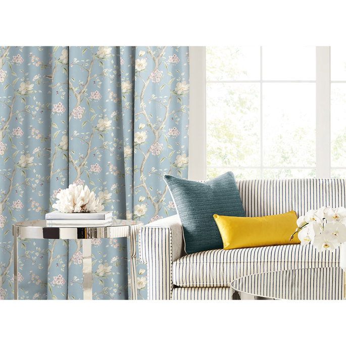 Lillian August Southport Floral Trail Sky Blue &amp; Arrowroot Fabric image 2 of 2