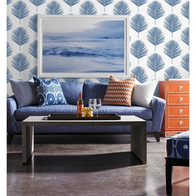 Lillian August Peel &amp; Stick Maui Palm Coastal Blue Wallpaper image 2 of 4