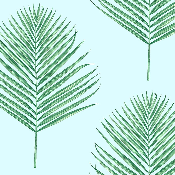 Lillian August Peel &amp; Stick Maui Palm Celeste &amp; Jade Wallpaper image 1 of 4