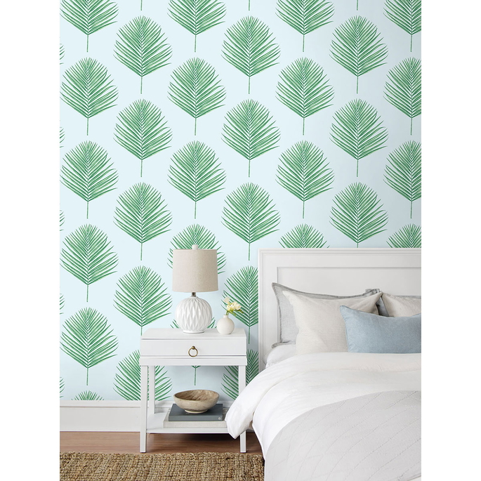 Lillian August Peel &amp; Stick Maui Palm Celeste &amp; Jade Wallpaper image 3 of 4