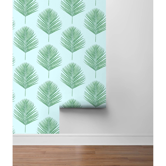 Lillian August Peel &amp; Stick Maui Palm Celeste &amp; Jade Wallpaper image 4 of 4