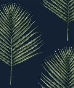 Lillian August Peel & Stick Maui Palm Midnight Blue & Paradise Green Wallpaper