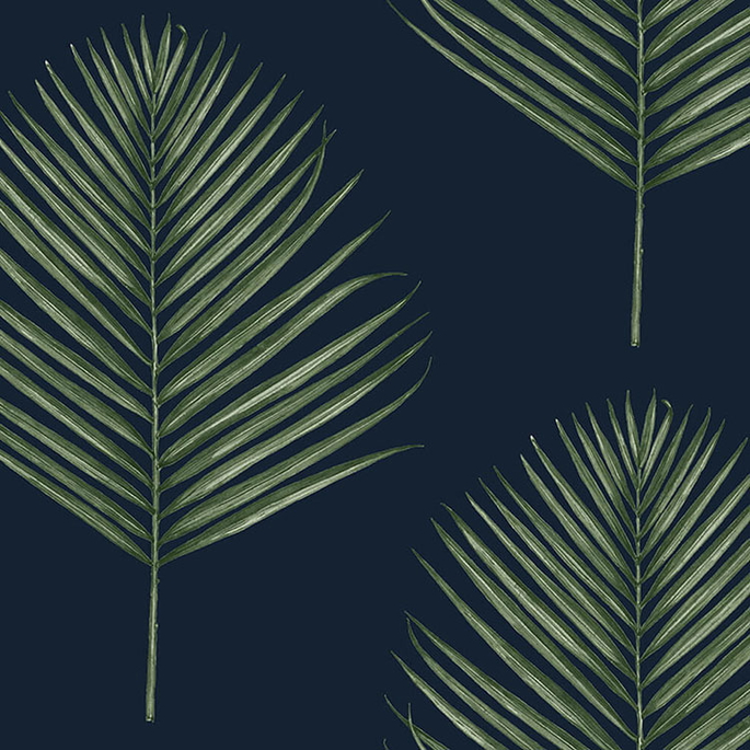 Lillian August Peel &amp; Stick Maui Palm Midnight Blue &amp; Paradise Green Wallpaper image 1 of 4