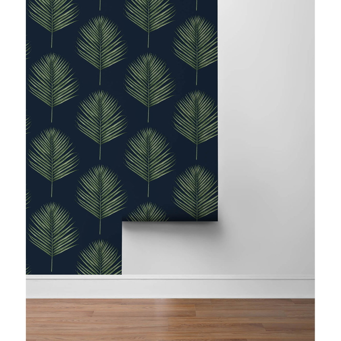 Lillian August Peel &amp; Stick Maui Palm Midnight Blue &amp; Paradise Green Wallpaper image 4 of 4