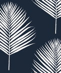 Lillian August Peel & Stick Maui Palm Midnight Blue & White Wallpaper