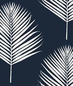 Lillian August Peel & Stick Maui Palm Midnight Blue & White Wallpaper