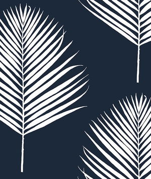 Lillian August Peel & Stick Maui Palm Midnight Blue & White Wallpaper