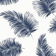 Lillian August Peel & Stick Tossed Palm White & Navy Wallpaper