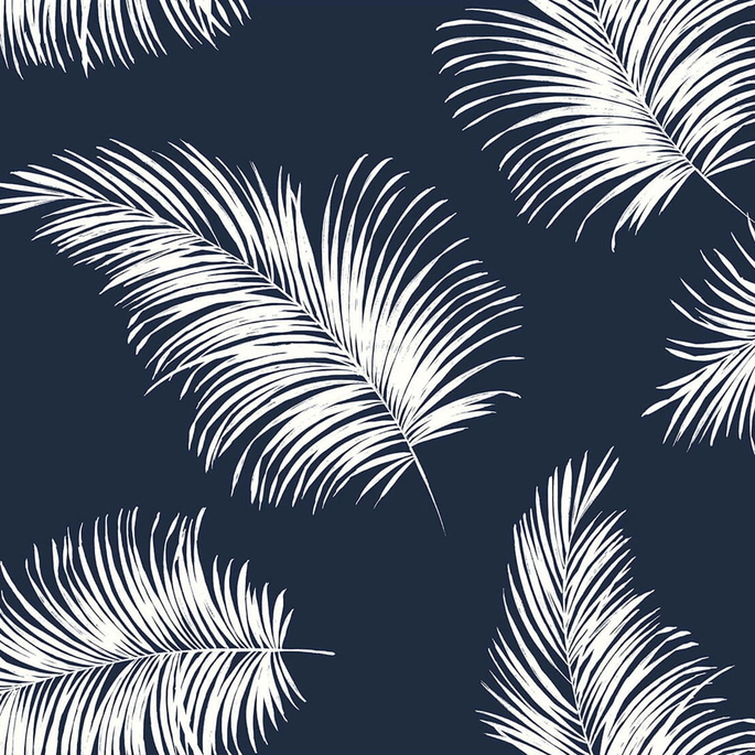 Lillian August Peel &amp; Stick Tossed Palm Navy Blue Wallpaper image 1 of 4