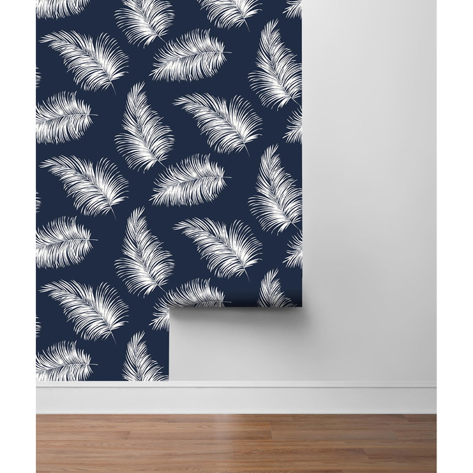 Lillian August Peel &amp; Stick Tossed Palm Navy Blue Wallpaper image 4 of 4