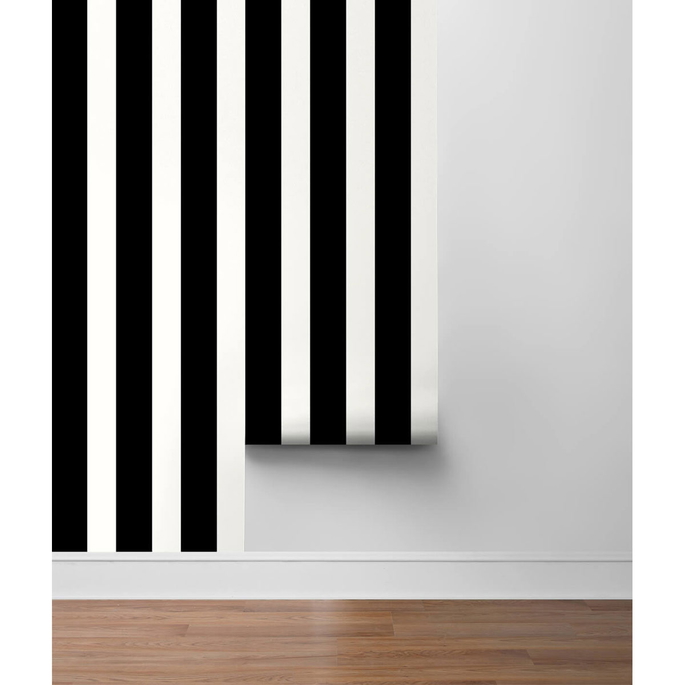 Lillian August Peel &amp; Stick Designer Stripe Black &amp; White Wallpaper image 4 of 4