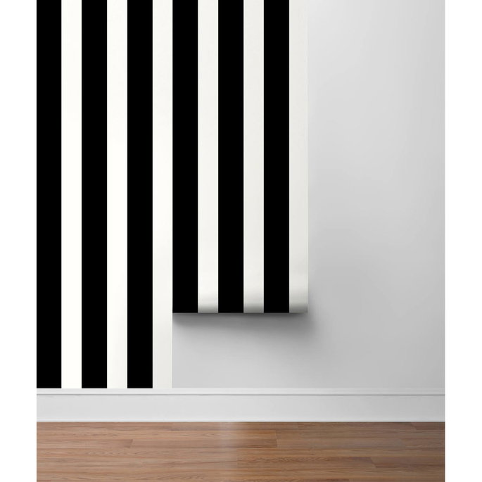 Lillian August Peel &amp; Stick Designer Stripe Black &amp; White Wallpaper image 4 of 4