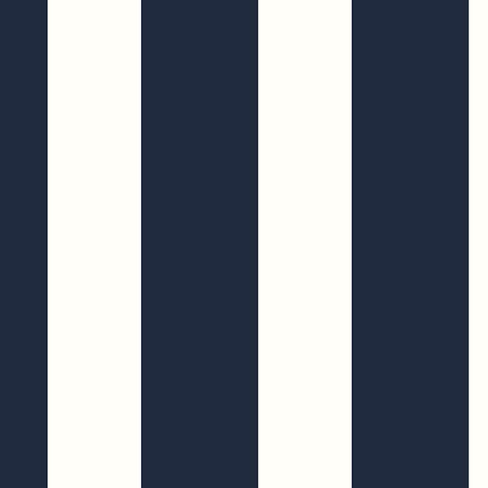 Lillian August Peel &amp; Stick Designer Stripe Midnight Blue &amp; White Wallpaper image 1 of 4