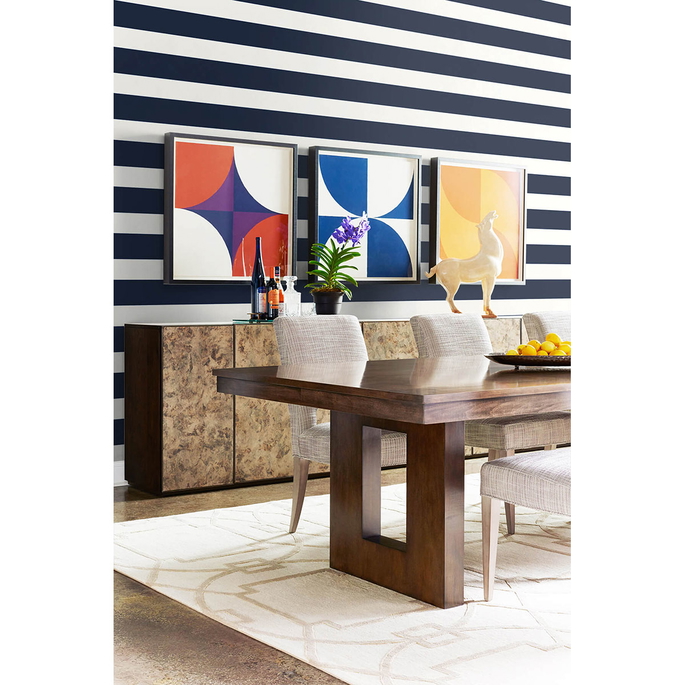 Lillian August Peel &amp; Stick Designer Stripe Midnight Blue &amp; White Wallpaper image 2 of 4