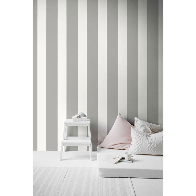 Lillian August Peel &amp; Stick Designer Stripe Argos Grey Wallpaper image 3 of 4