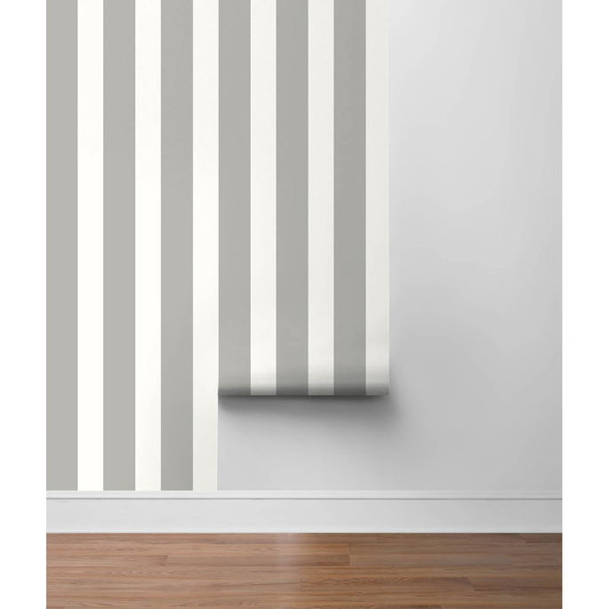 Lillian August Peel &amp; Stick Designer Stripe Argos Grey Wallpaper image 4 of 4