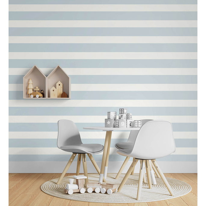 Lillian August Peel &amp; Stick Designer Stripe Hampton Blue Wallpaper image 2 of 4