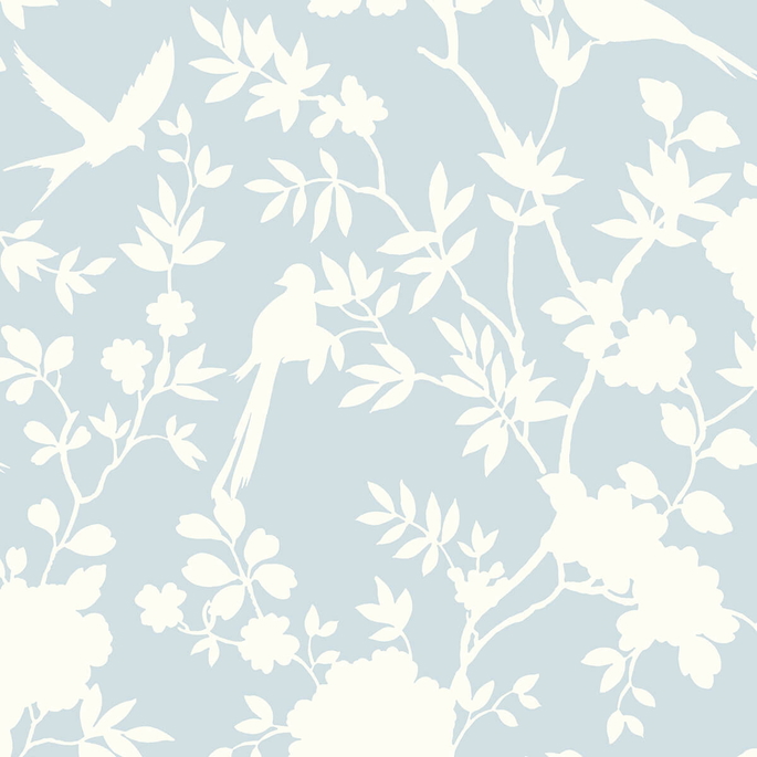 Lillian August Peel &amp; Stick Mono Toile Hampton Blue Wallpaper image 1 of 4
