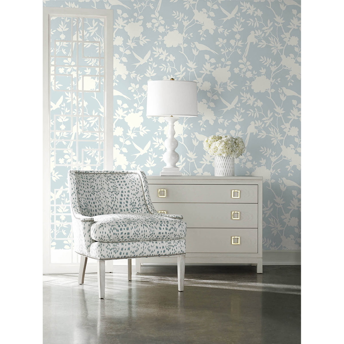 Lillian August Peel &amp; Stick Mono Toile Hampton Blue Wallpaper image 2 of 4