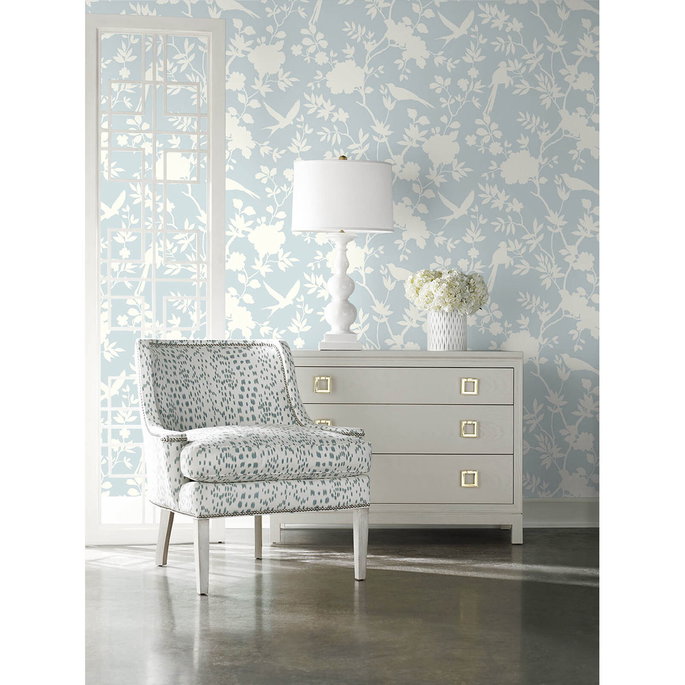 Lillian August Peel &amp; Stick Mono Toile Hampton Blue Wallpaper image 2 of 4