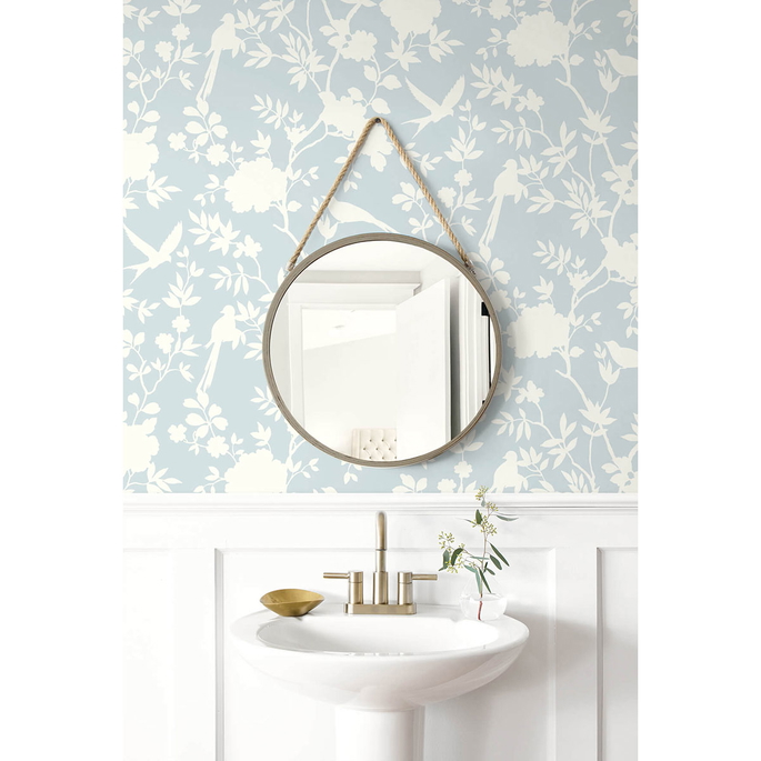 Lillian August Peel &amp; Stick Mono Toile Hampton Blue Wallpaper image 3 of 4