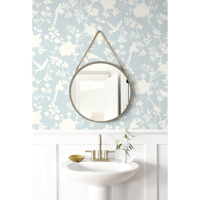 Lillian August Peel &amp; Stick Mono Toile Hampton Blue Wallpaper image 3 of 4