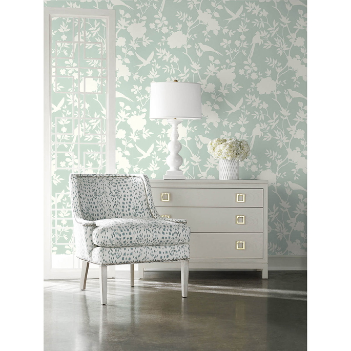 Lillian August Peel &amp; Stick Mono Toile Seaglass Wallpaper image 2 of 4