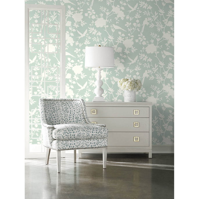 Lillian August Peel &amp; Stick Mono Toile Seaglass Wallpaper image 2 of 4