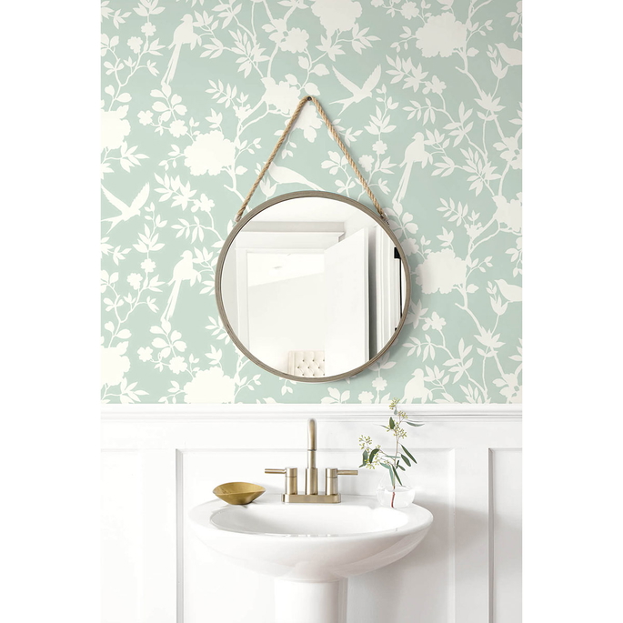 Lillian August Peel &amp; Stick Mono Toile Seaglass Wallpaper image 3 of 4