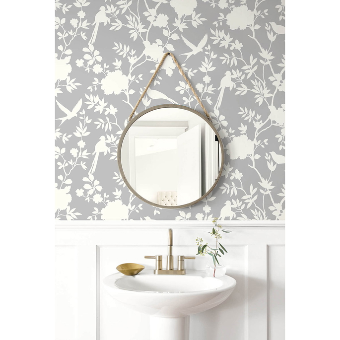 Lillian August Peel &amp; Stick Mono Toile Harbor Mist Wallpaper image 3 of 4