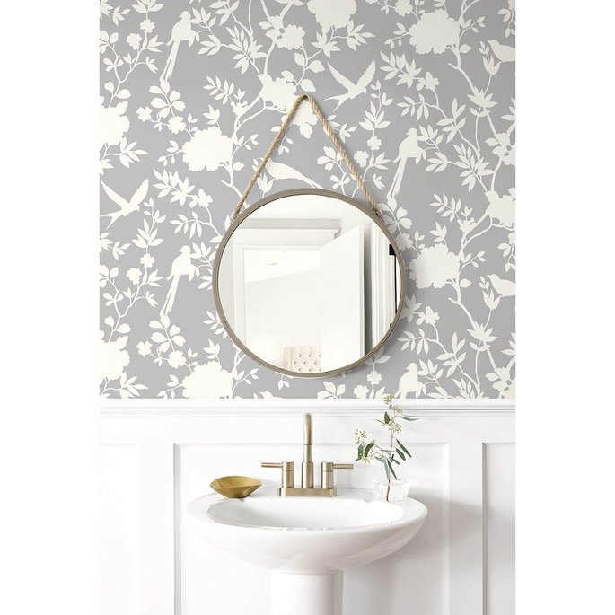 Lillian August Peel &amp; Stick Mono Toile Harbor Mist Wallpaper image 3 of 4