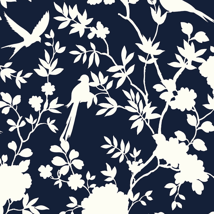 Lillian August Peel &amp; Stick Mono Toile Midnight Blue Wallpaper image 1 of 4