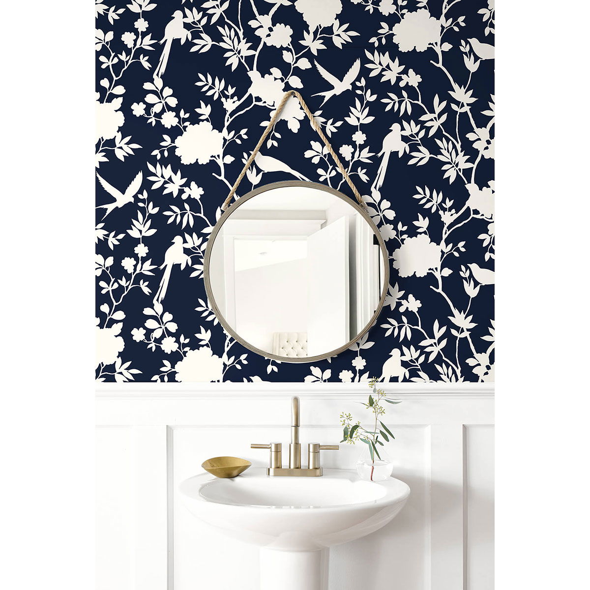 Lillian August Peel & Stick Mono Toile Midnight Blue Wallpaper ...