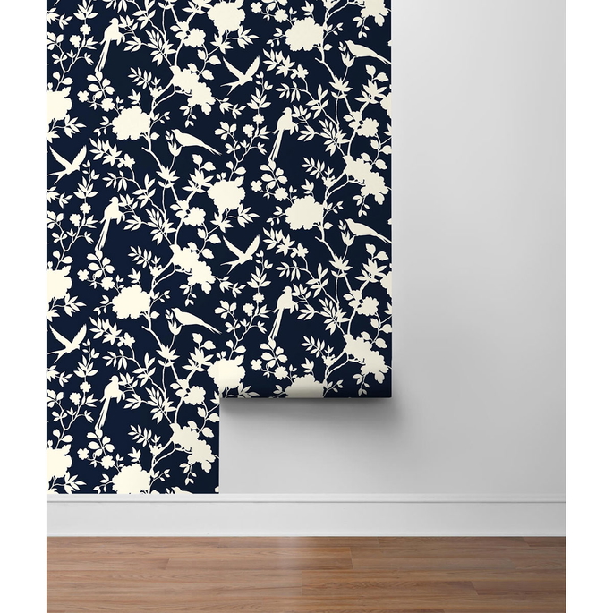 Lillian August Peel &amp; Stick Mono Toile Midnight Blue Wallpaper image 4 of 4