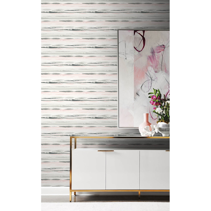 Lillian August Peel &amp; Stick Horizon Stripe Pink Sunset Wallpaper image 2 of 4