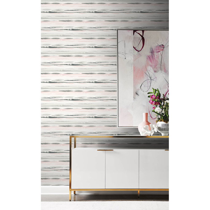 Lillian August Peel &amp; Stick Horizon Stripe Pink Sunset Wallpaper image 2 of 4