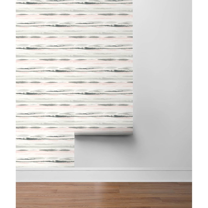 Lillian August Peel &amp; Stick Horizon Stripe Pink Sunset Wallpaper image 4 of 4